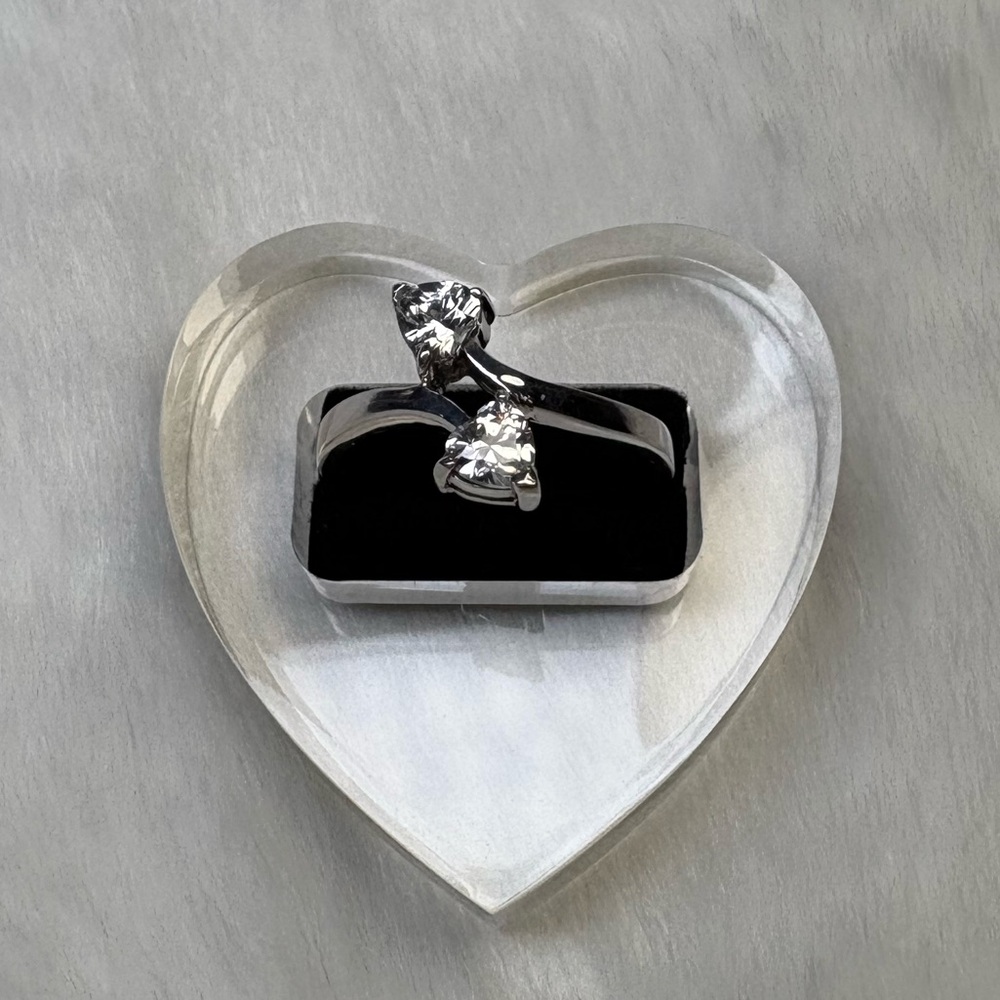 925 Sterling Silver Double Solitaire CZ Ring